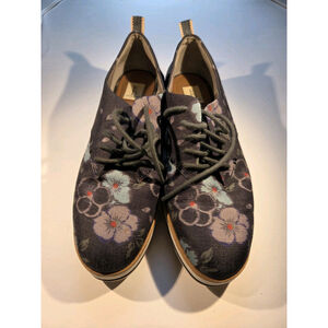 Ellen Degeneres ED Oberlin Oxford Wedge Womens Shoes Blue Floral Size 7.5